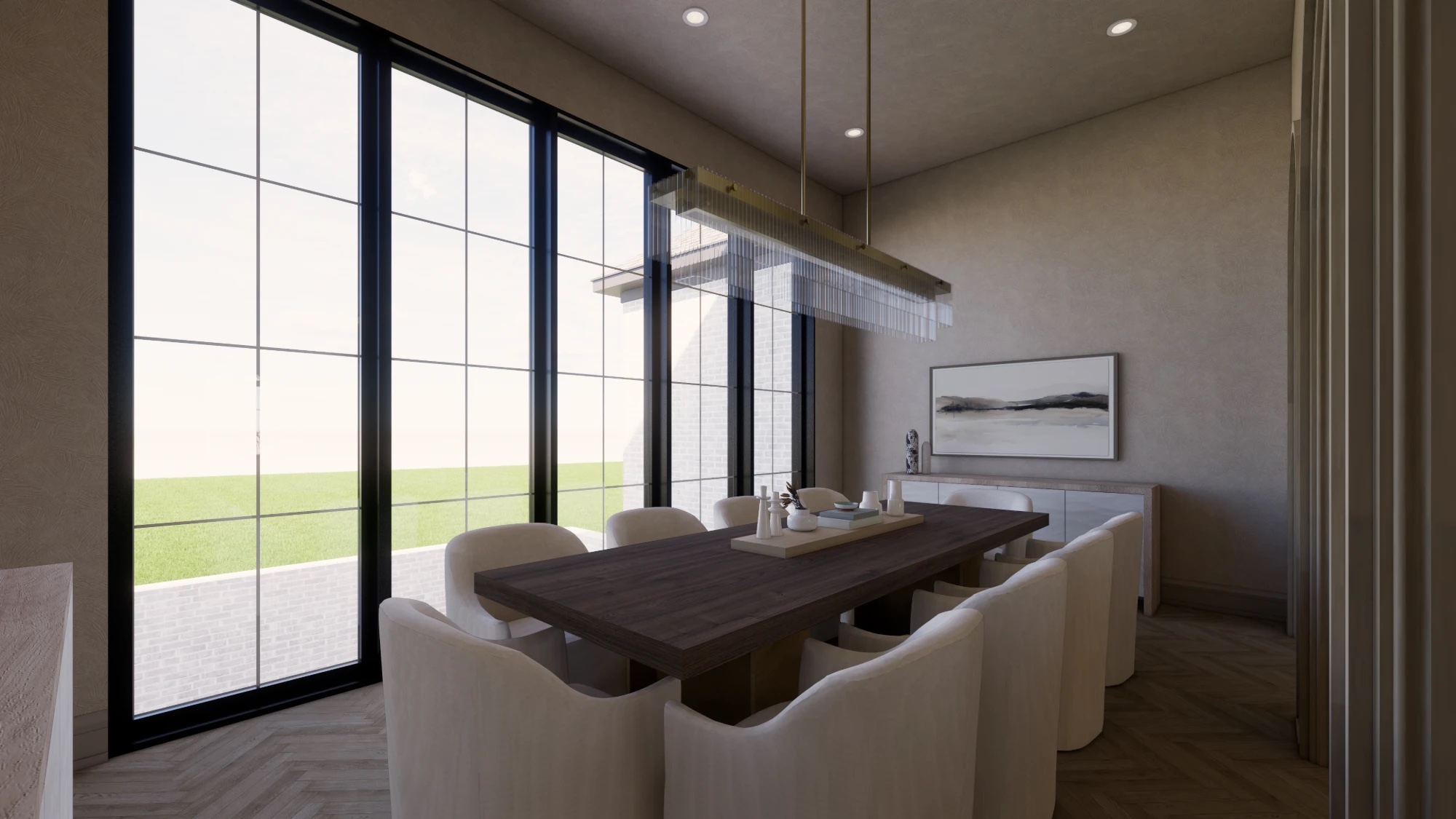 Dining room with floor-to-ceiling windows